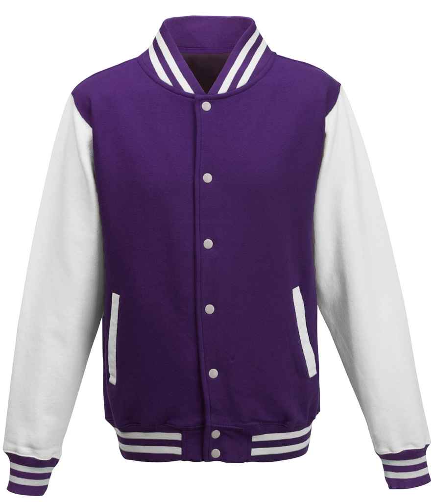 Just Hoods JH043 Purple/White Front - Ready to be Embroidered and Printed by Custard Workwear - Cheap Personalised and Customised Workwear in Nottinghamshire, Derbyshire and Leicestershire
