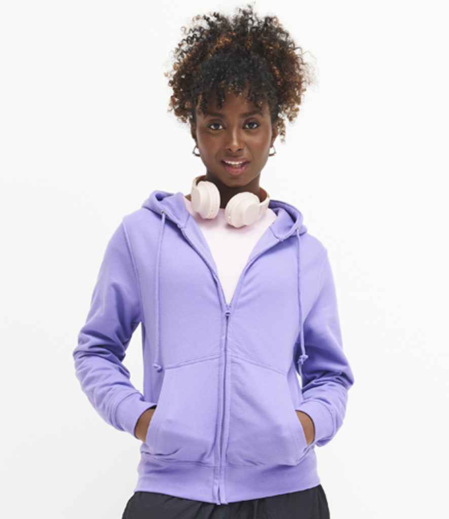 Just Hoods JH050F Digital Lavender Model - Ready to be Embroidered and Printed by Custard Workwear - Cheap Personalised and Customised Workwear in Nottinghamshire, Derbyshire and Leicestershire