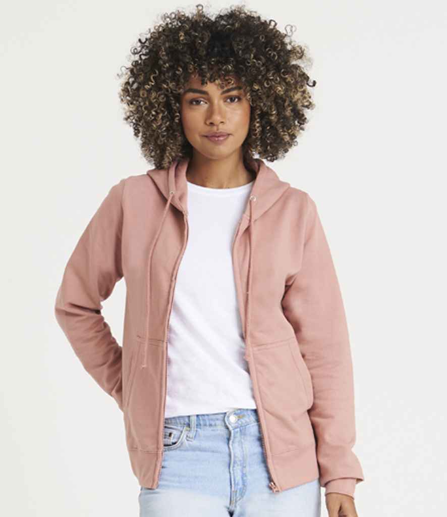 Just Hoods JH050F Dusty Pink Model - Ready to be Embroidered and Printed by Custard Workwear - Cheap Personalised and Customised Workwear in Nottinghamshire, Derbyshire and Leicestershire