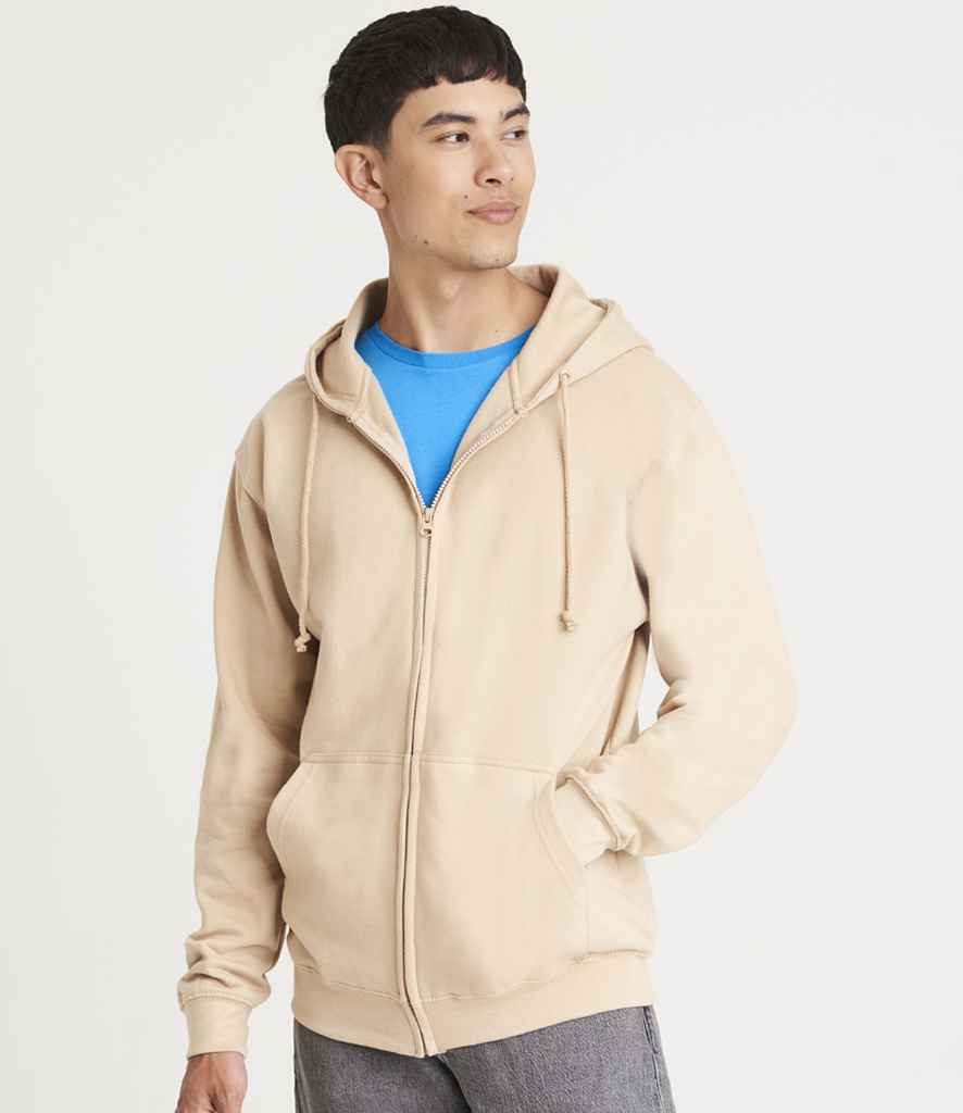Just Hoods JH050 Desert Sand Model - Ready to be Embroidered and Printed by Custard Workwear - Cheap Personalised and Customised Workwear in Nottinghamshire, Derbyshire and Leicestershire