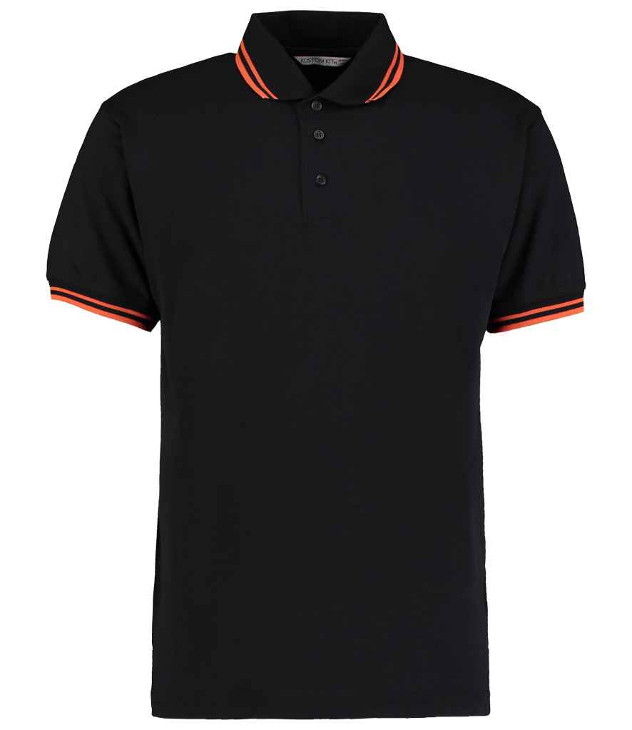 Kustom Kit K409 Black/Orange Front - Ready to be Embroidered and Printed by Custard Workwear - Cheap Personalised and Customised Workwear in Nottinghamshire, Derbyshire and Leicestershire