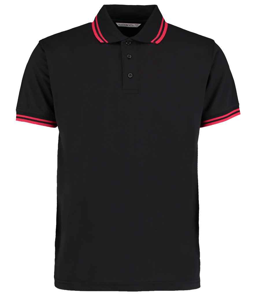 Kustom Kit K409 Black/Red Front - Ready to be Embroidered and Printed by Custard Workwear - Cheap Personalised and Customised Workwear in Nottinghamshire, Derbyshire and Leicestershire