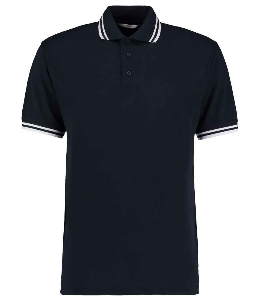 Kustom Kit K409 Navy/White Front - Ready to be Embroidered and Printed by Custard Workwear - Cheap Personalised and Customised Workwear in Nottinghamshire, Derbyshire and Leicestershire