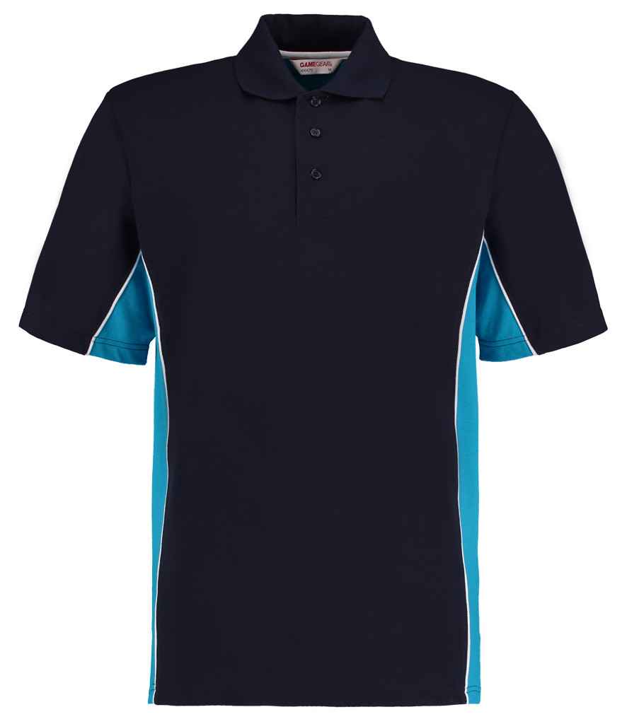 Kustom Kit K475 Navy/Turquoise Blue Front - Ready to be Embroidered and Printed by Custard Workwear - Cheap Personalised and Customised Workwear in Nottinghamshire, Derbyshire and Leicestershire