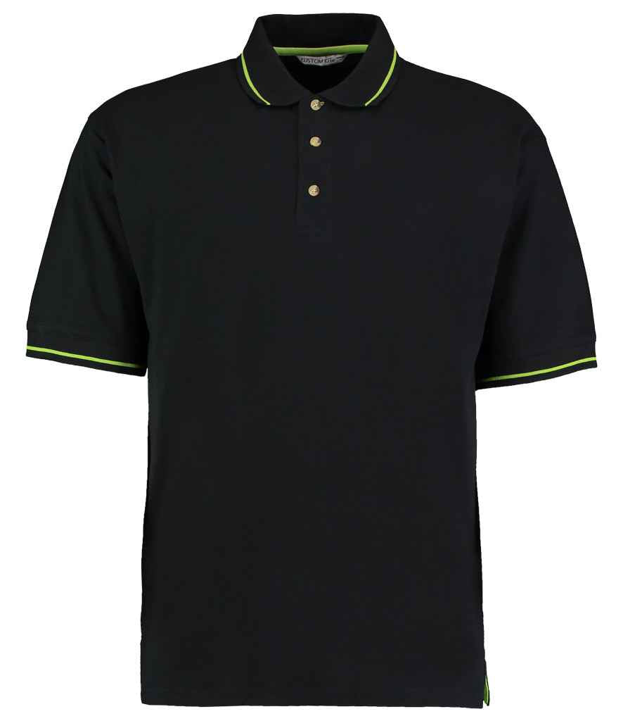 Kustom Kit K606 Black/Lime Green Front - Ready to be Embroidered and Printed by Custard Workwear - Cheap Personalised and Customised Workwear in Nottinghamshire, Derbyshire and Leicestershire
