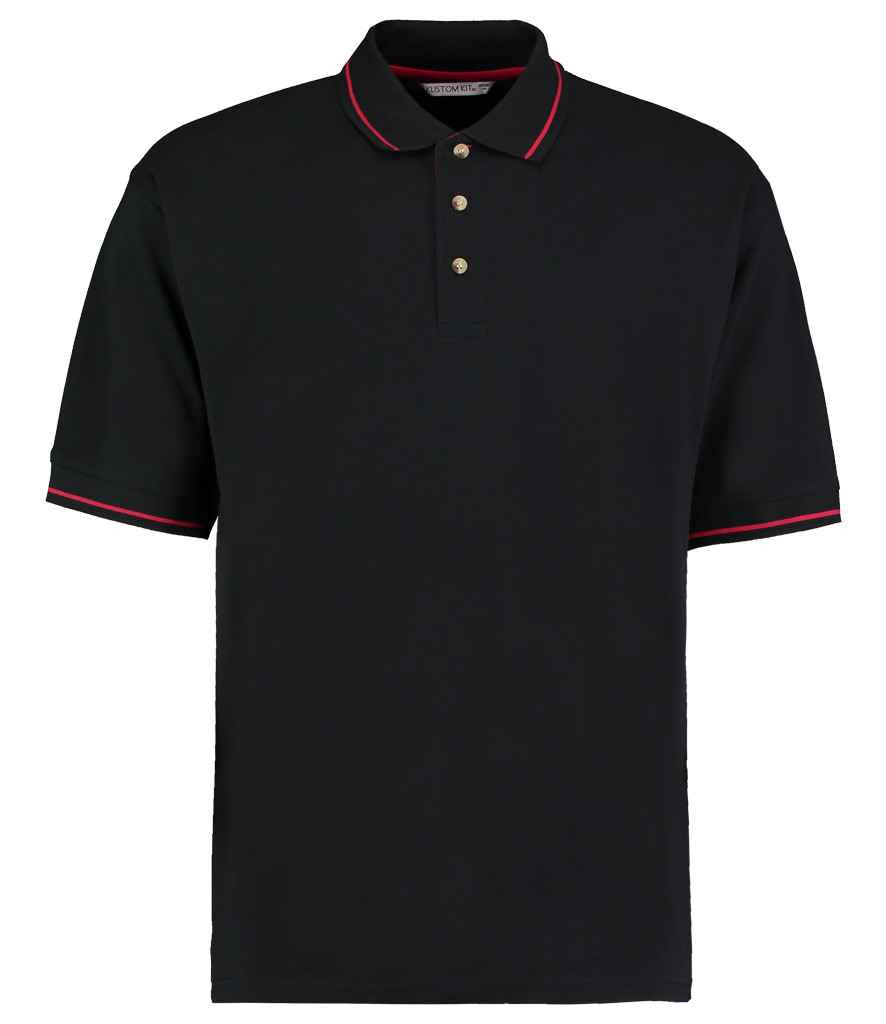 Kustom Kit K606 Black/Red Front - Ready to be Embroidered and Printed by Custard Workwear - Cheap Personalised and Customised Workwear in Nottinghamshire, Derbyshire and Leicestershire