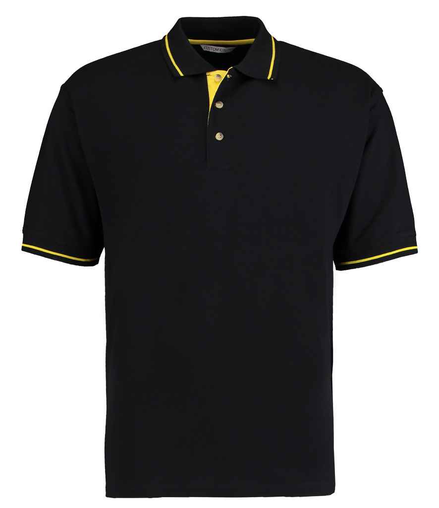 Kustom Kit K606 Black/Yellow Front - Ready to be Embroidered and Printed by Custard Workwear - Cheap Personalised and Customised Workwear in Nottinghamshire, Derbyshire and Leicestershire