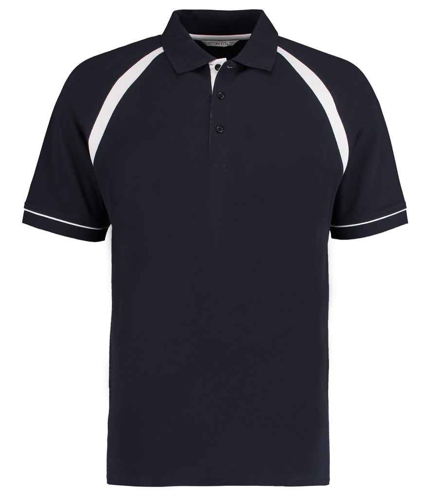 Kustom Kit K615 Navy/White Front - Ready to be Embroidered and Printed by Custard Workwear - Cheap Personalised and Customised Workwear in Nottinghamshire, Derbyshire and Leicestershire