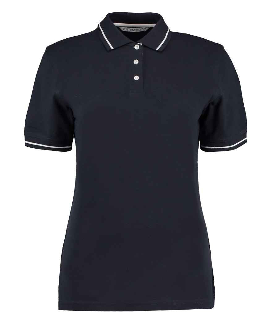 Kustom Kit K706 Navy/White Front - Ready to be Embroidered and Printed by Custard Workwear - Cheap Personalised and Customised Workwear in Nottinghamshire, Derbyshire and Leicestershire