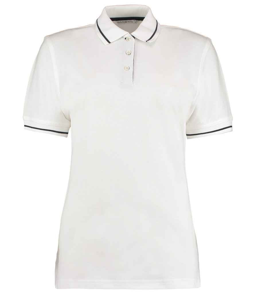 Kustom Kit K706 White/Navy Front - Ready to be Embroidered and Printed by Custard Workwear - Cheap Personalised and Customised Workwear in Nottinghamshire, Derbyshire and Leicestershire