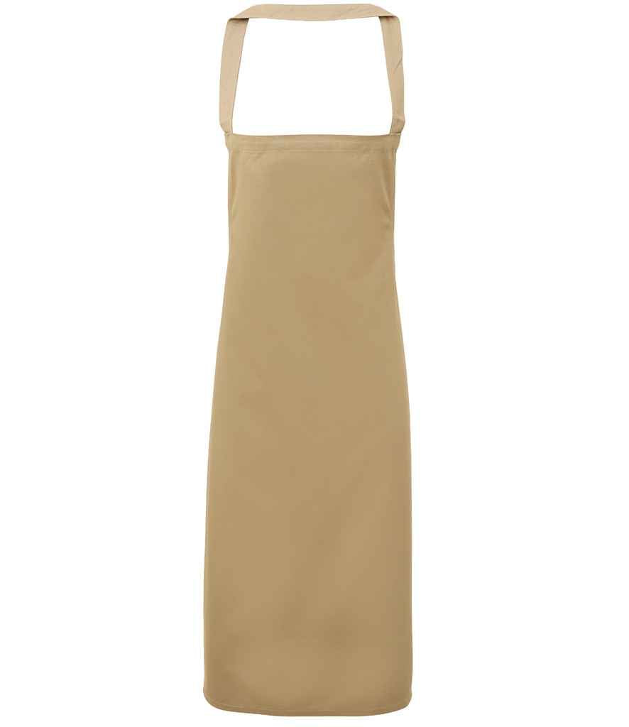Premier PR102 Khaki Front - Apron Ready to be Embroidered and Printed by Custard Workwear - Cheap Personalised and Customised Workwear in Nottinghamshire, Derbyshire and Leicestershire