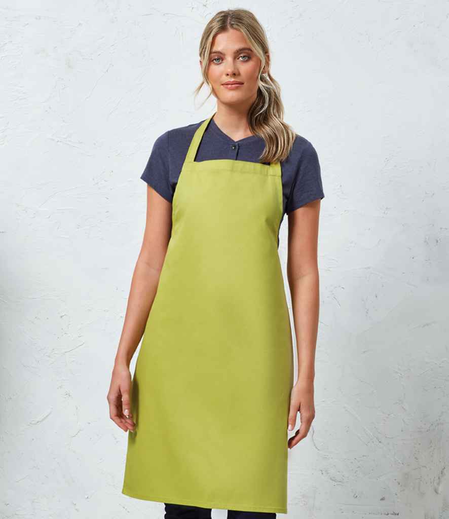 Premier PR102 Lime Green Model - Apron Ready to be Embroidered and Printed by Custard Workwear - Cheap Personalised and Customised Workwear in Nottinghamshire, Derbyshire and Leicestershire