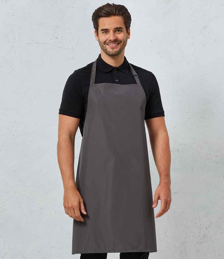 Premier PR115 Dark Grey Model - Apron Ready to be Embroidered and Printed by Custard Workwear - Cheap Personalised and Customised Workwear in Nottinghamshire, Derbyshire and Leicestershire