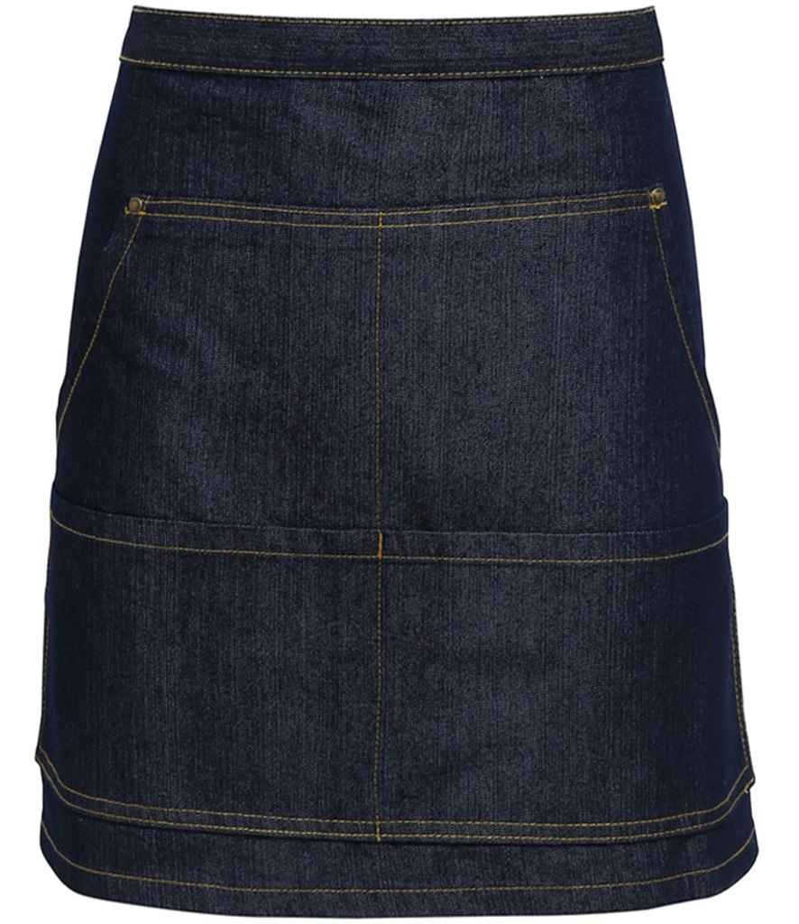 Premier PR125 Indigo Denim Front - Apron Ready to be Embroidered and Printed by Custard Workwear - Cheap Personalised and Customised Workwear in Nottinghamshire, Derbyshire and Leicestershire