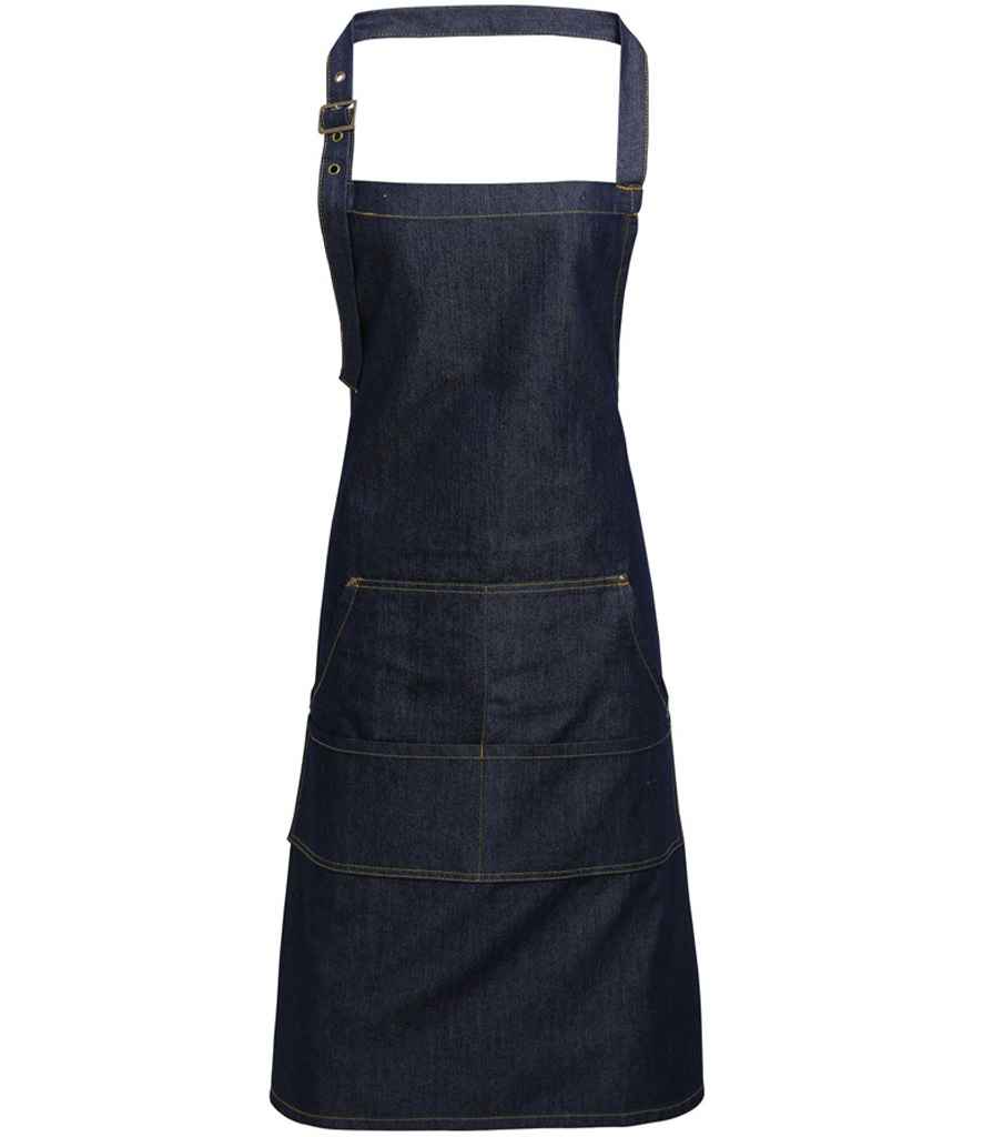 Premier PR126 Indigo Denim Front - Apron Ready to be Embroidered and Printed by Custard Workwear - Cheap Personalised and Customised Workwear in Nottinghamshire, Derbyshire and Leicestershire
