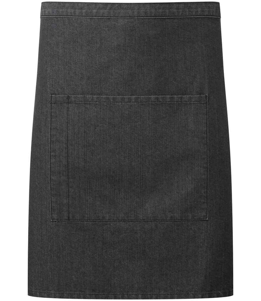 Premier PR141 Black Denim Front - Apron Ready to be Embroidered and Printed by Custard Workwear - Cheap Personalised and Customised Workwear in Nottinghamshire, Derbyshire and Leicestershire