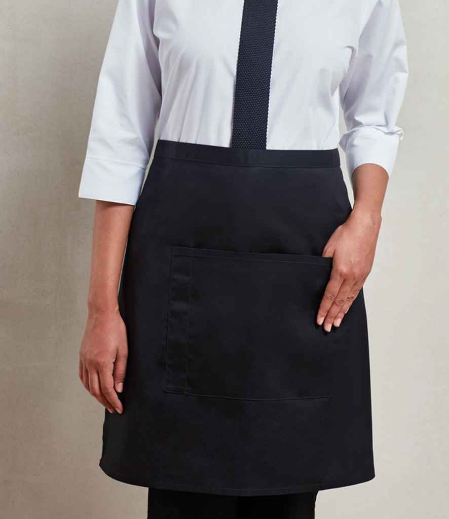 Premier PR141 Black Model - Apron Ready to be Embroidered and Printed by Custard Workwear - Cheap Personalised and Customised Workwear in Nottinghamshire, Derbyshire and Leicestershire
