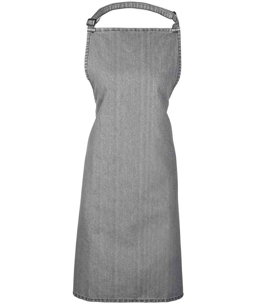 Premier PR150 Grey Denim Front - Apron Ready to be Embroidered and Printed by Custard Workwear - Cheap Personalised and Customised Workwear in Nottinghamshire, Derbyshire and Leicestershire