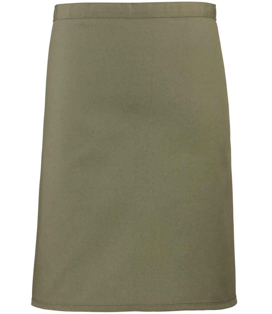 Premier PR151 Olive Green Front - Apron Ready to be Embroidered and Printed by Custard Workwear - Cheap Personalised and Customised Workwear in Nottinghamshire, Derbyshire and Leicestershire
