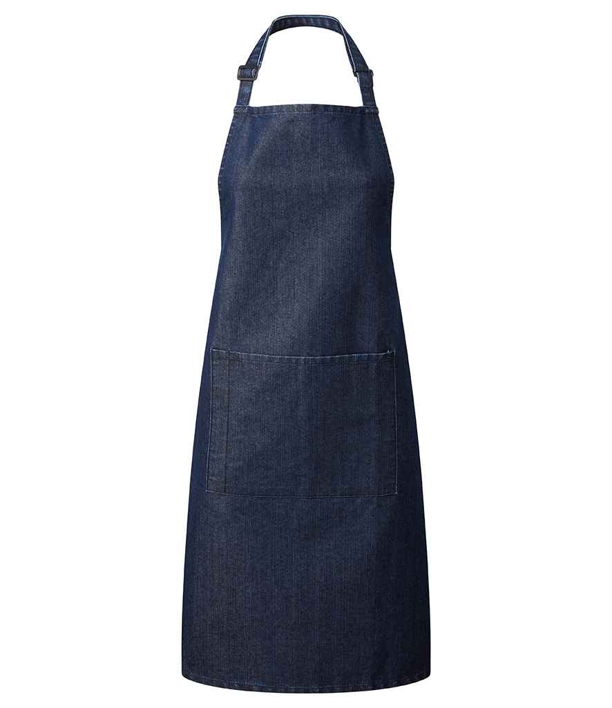 Premier PR154 Indigo Denim Front - Apron Ready to be Embroidered and Printed by Custard Workwear - Cheap Personalised and Customised Workwear in Nottinghamshire, Derbyshire and Leicestershire