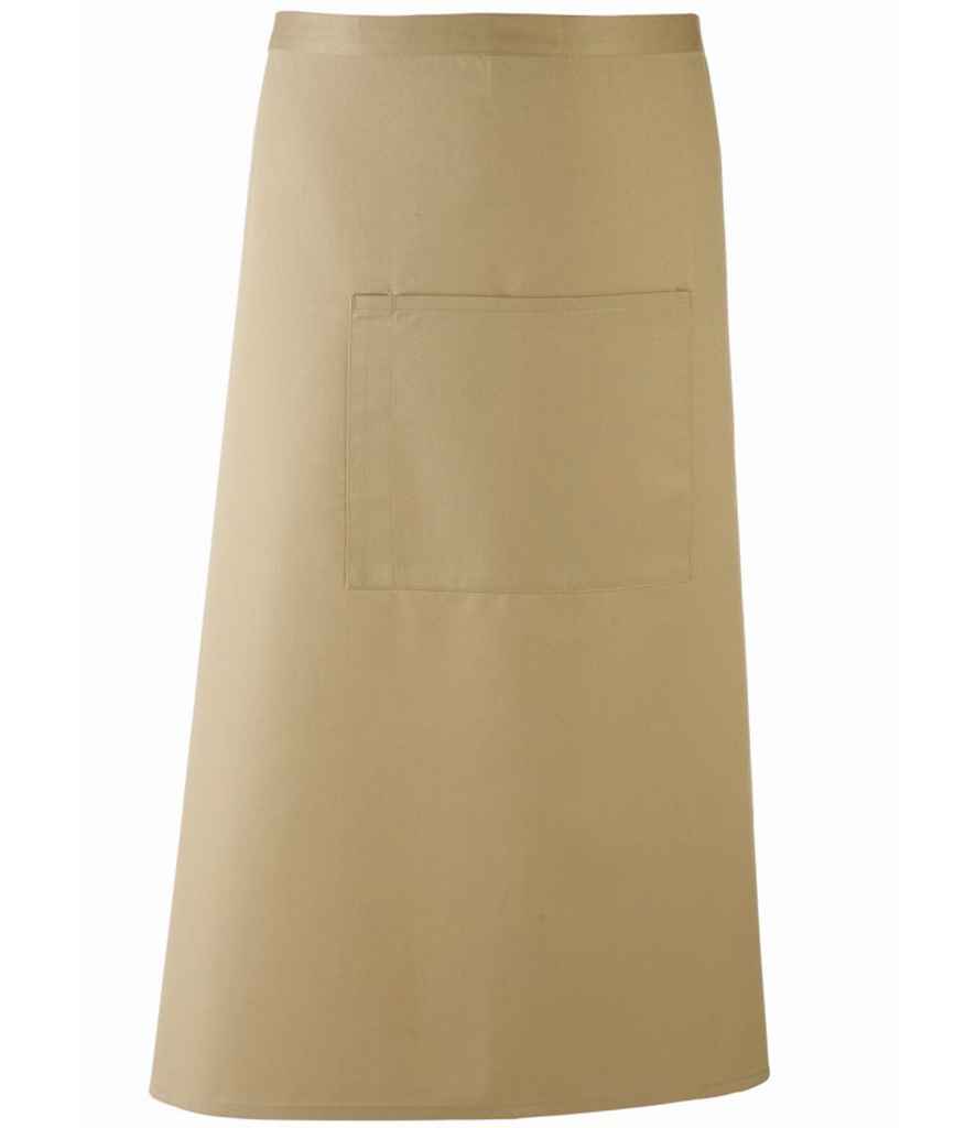 Premier PR158 Khaki Front - Apron Ready to be Embroidered and Printed by Custard Workwear - Cheap Personalised and Customised Workwear in Nottinghamshire, Derbyshire and Leicestershire