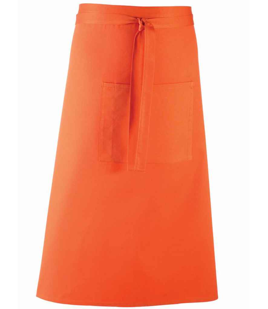 Premier PR158 Orange Front - Apron Ready to be Embroidered and Printed by Custard Workwear - Cheap Personalised and Customised Workwear in Nottinghamshire, Derbyshire and Leicestershire