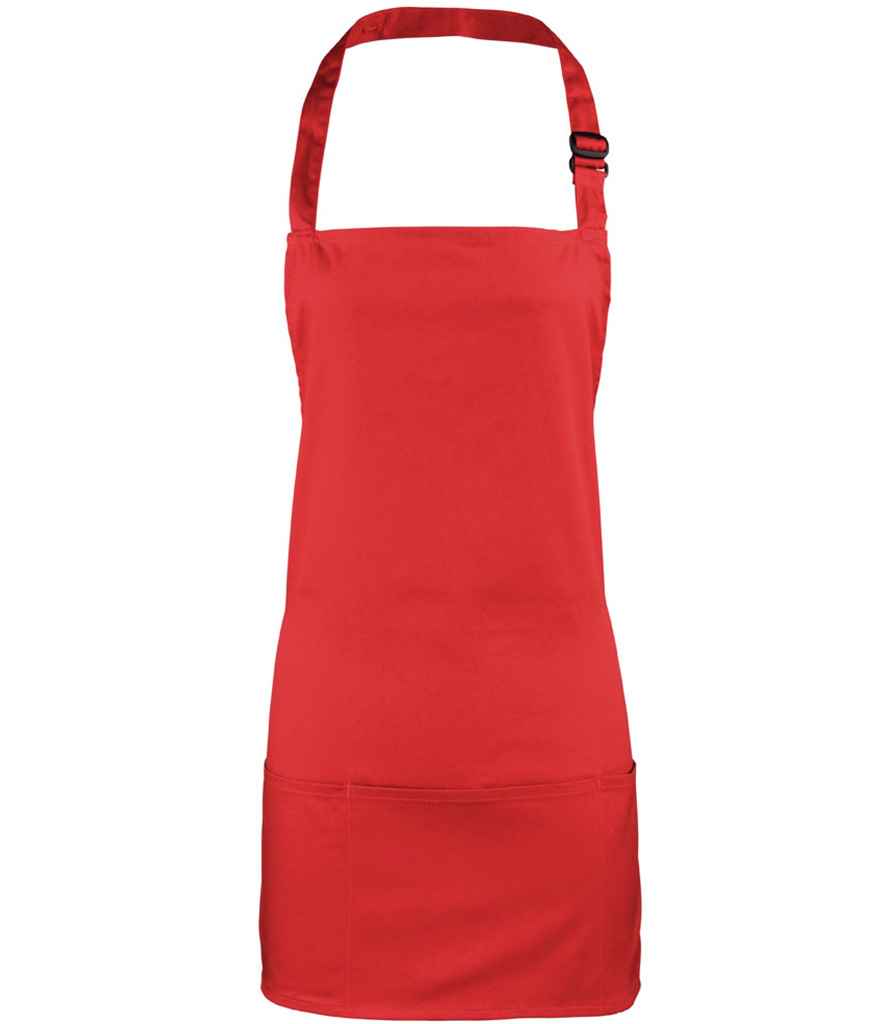 Premier PR159 Red Front - Apron Ready to be Embroidered and Printed by Custard Workwear - Cheap Personalised and Customised Workwear in Nottinghamshire, Derbyshire and Leicestershire