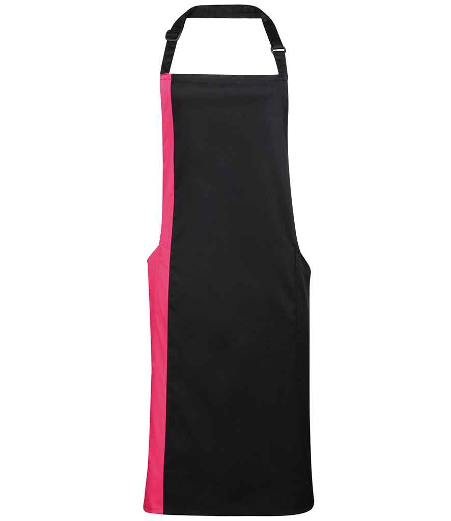Premier PR162 Black/Hot Pink Front - Apron Ready to be Embroidered and Printed by Custard Workwear - Cheap Personalised and Customised Workwear in Nottinghamshire, Derbyshire and Leicestershire