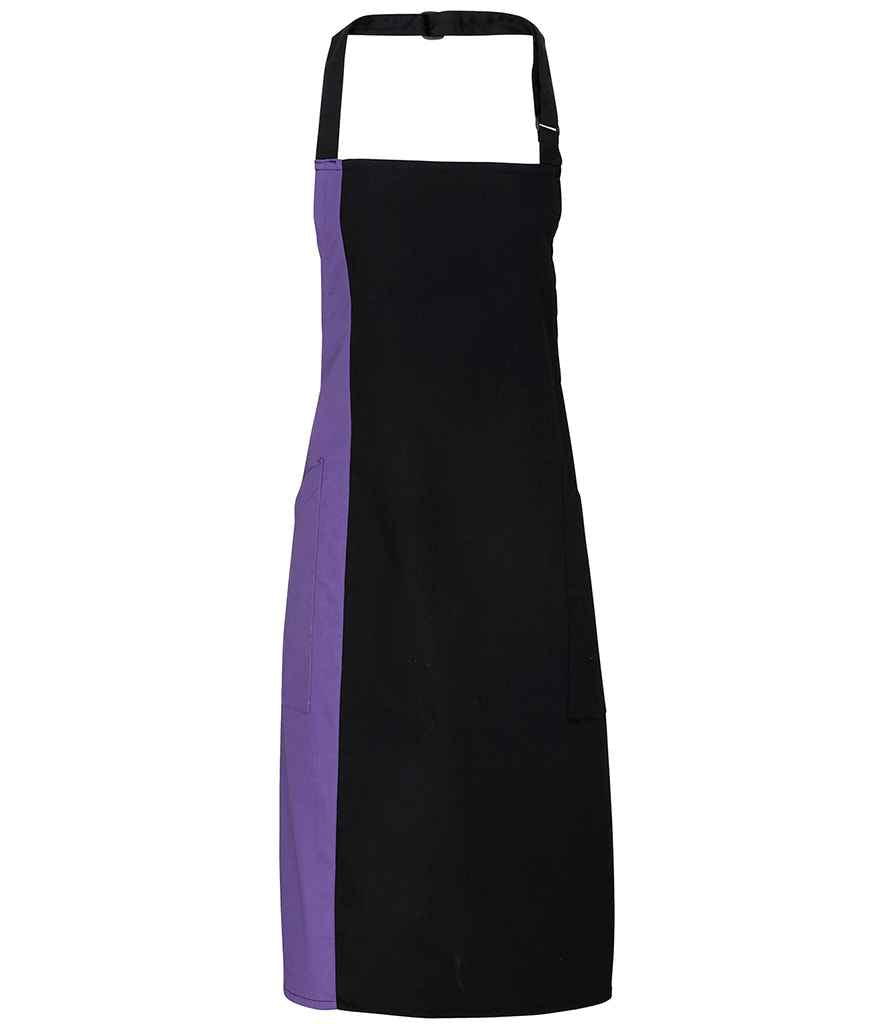 Premier PR162 Black/Purple Front - Apron Ready to be Embroidered and Printed by Custard Workwear - Cheap Personalised and Customised Workwear in Nottinghamshire, Derbyshire and Leicestershire