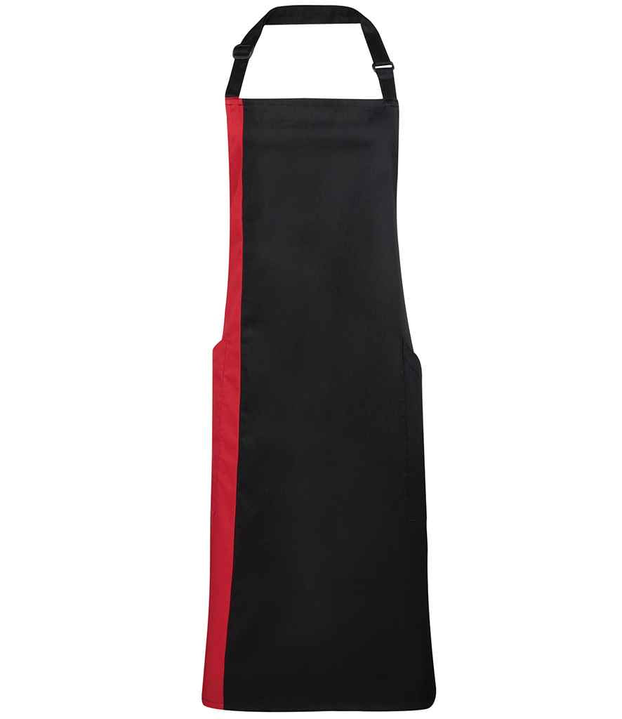 Premier PR162 Black/Red Front - Apron Ready to be Embroidered and Printed by Custard Workwear - Cheap Personalised and Customised Workwear in Nottinghamshire, Derbyshire and Leicestershire