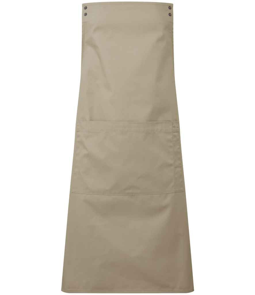 Premier PR190 Khaki Front - Apron Ready to be Embroidered and Printed by Custard Workwear - Cheap Personalised and Customised Workwear in Nottinghamshire, Derbyshire and Leicestershire
