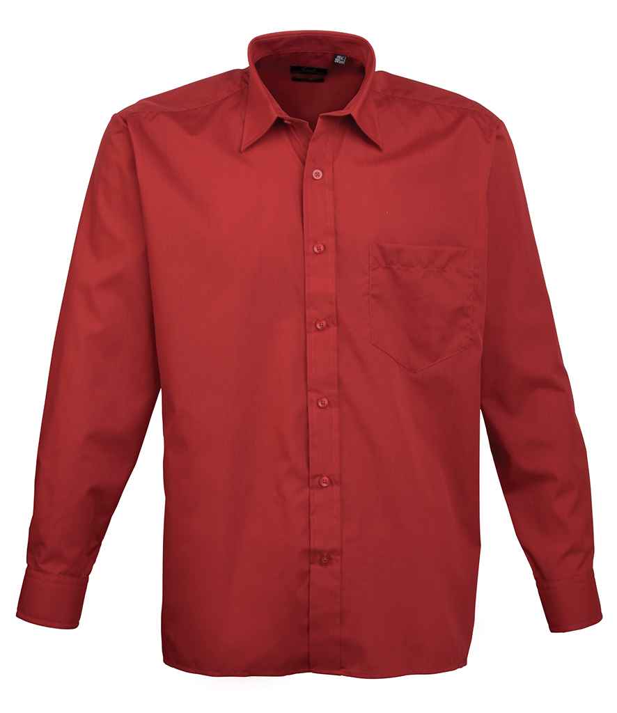 Premier PR200 Burgundy Front - Men's Shirt Ready to be Embroidered and Printed by Custard Workwear - Cheap Personalised and Customised Workwear in Nottinghamshire, Derbyshire and Leicestershire