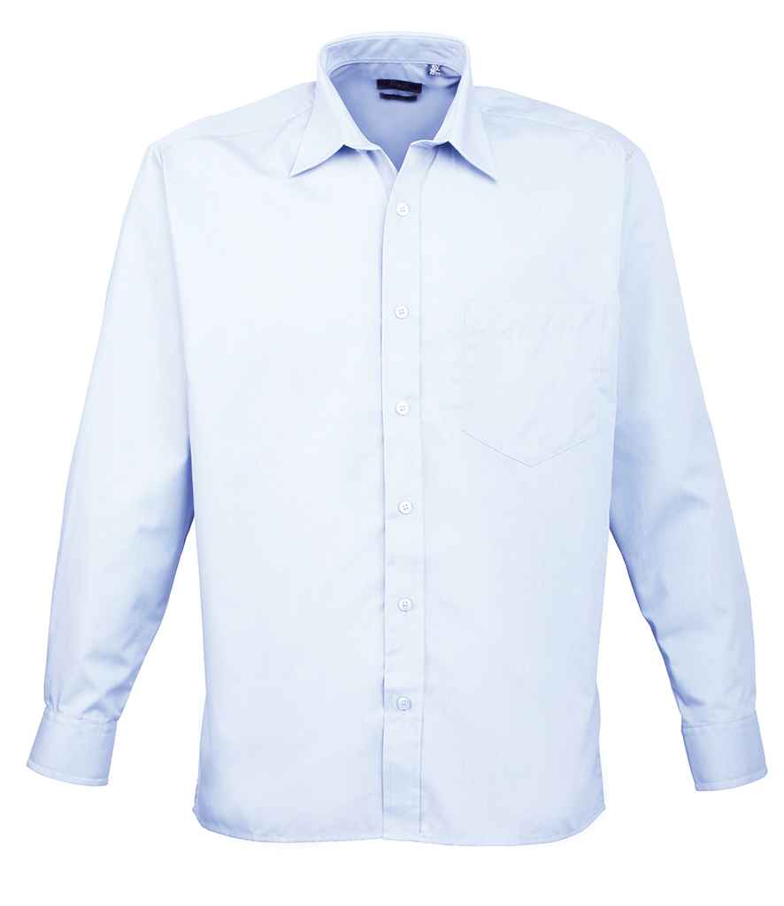 Premier PR200 Light Blue Front - Men's Shirt Ready to be Embroidered and Printed by Custard Workwear - Cheap Personalised and Customised Workwear in Nottinghamshire, Derbyshire and Leicestershire