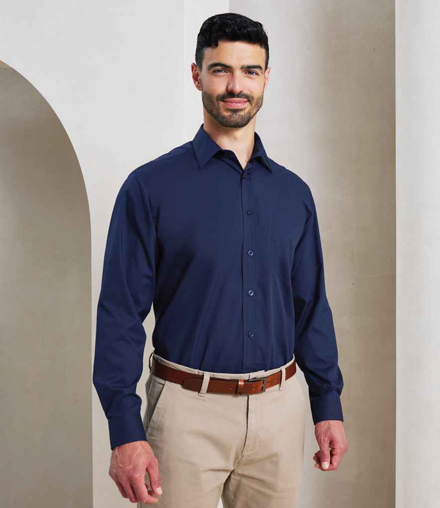 Premier PR200 Navy Model - Men's Shirt Ready to be Embroidered and Printed by Custard Workwear - Cheap Personalised and Customised Workwear in Nottinghamshire, Derbyshire and Leicestershire