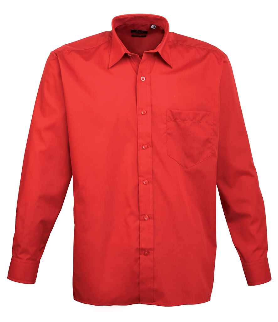 Premier PR200 Red Front - Men's Shirt Ready to be Embroidered and Printed by Custard Workwear - Cheap Personalised and Customised Workwear in Nottinghamshire, Derbyshire and Leicestershire