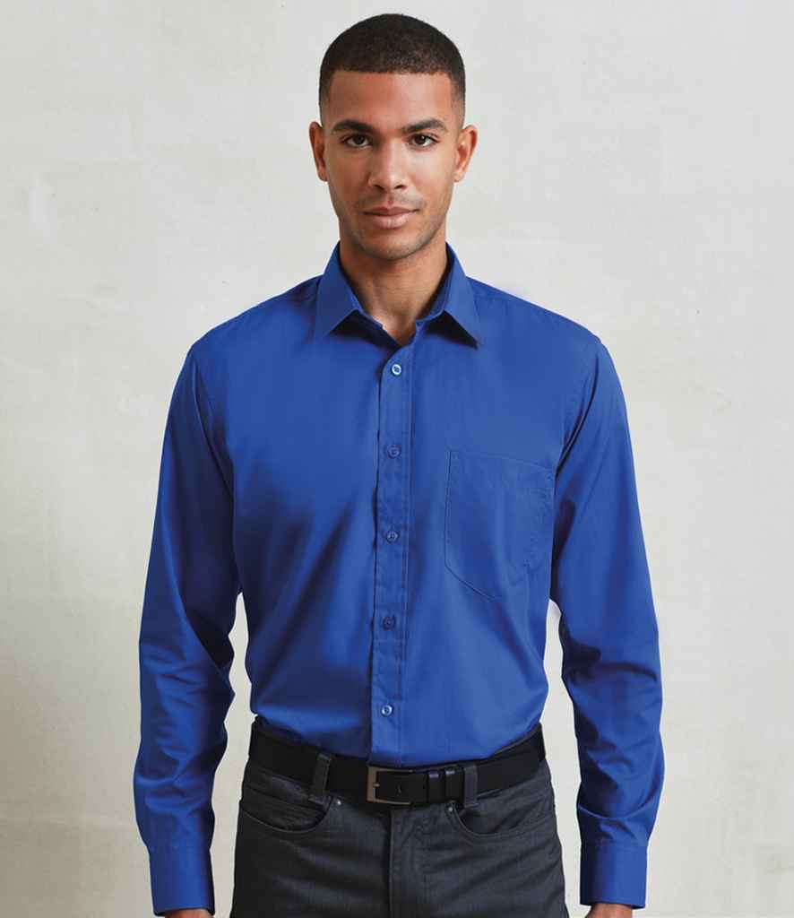 Premier PR200 Royal Blue Model - Men's Shirt Ready to be Embroidered and Printed by Custard Workwear - Cheap Personalised and Customised Workwear in Nottinghamshire, Derbyshire and Leicestershire