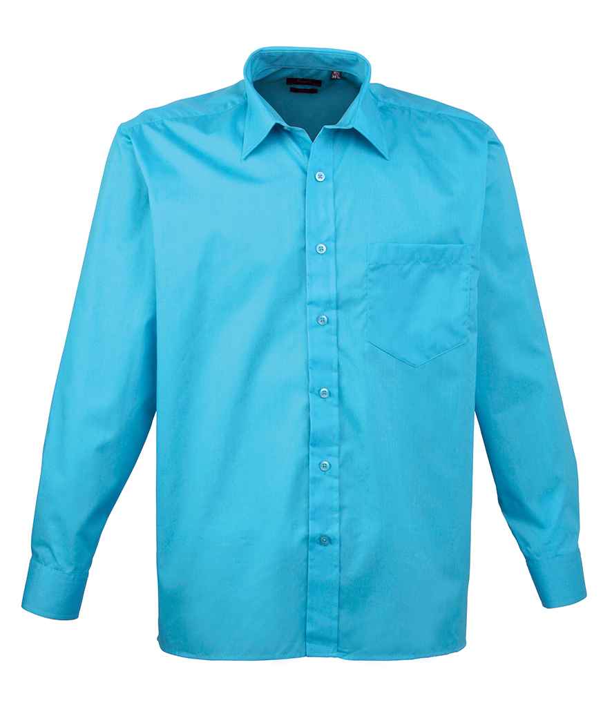 Premier PR200 Turquoise Blue Front - Men's Shirt Ready to be Embroidered and Printed by Custard Workwear - Cheap Personalised and Customised Workwear in Nottinghamshire, Derbyshire and Leicestershire