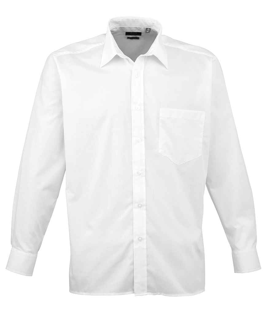 Premier PR200 White Front - Men's Shirt Ready to be Embroidered and Printed by Custard Workwear - Cheap Personalised and Customised Workwear in Nottinghamshire, Derbyshire and Leicestershire