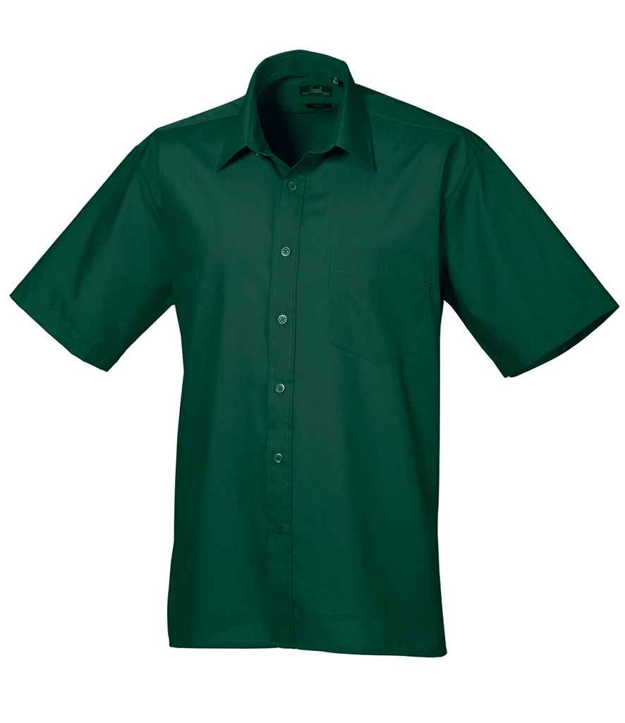 Premier PR202 Bottle Green Front - Men's Shirt Ready to be Embroidered and Printed by Custard Workwear - Cheap Personalised and Customised Workwear in Nottinghamshire, Derbyshire and Leicestershire