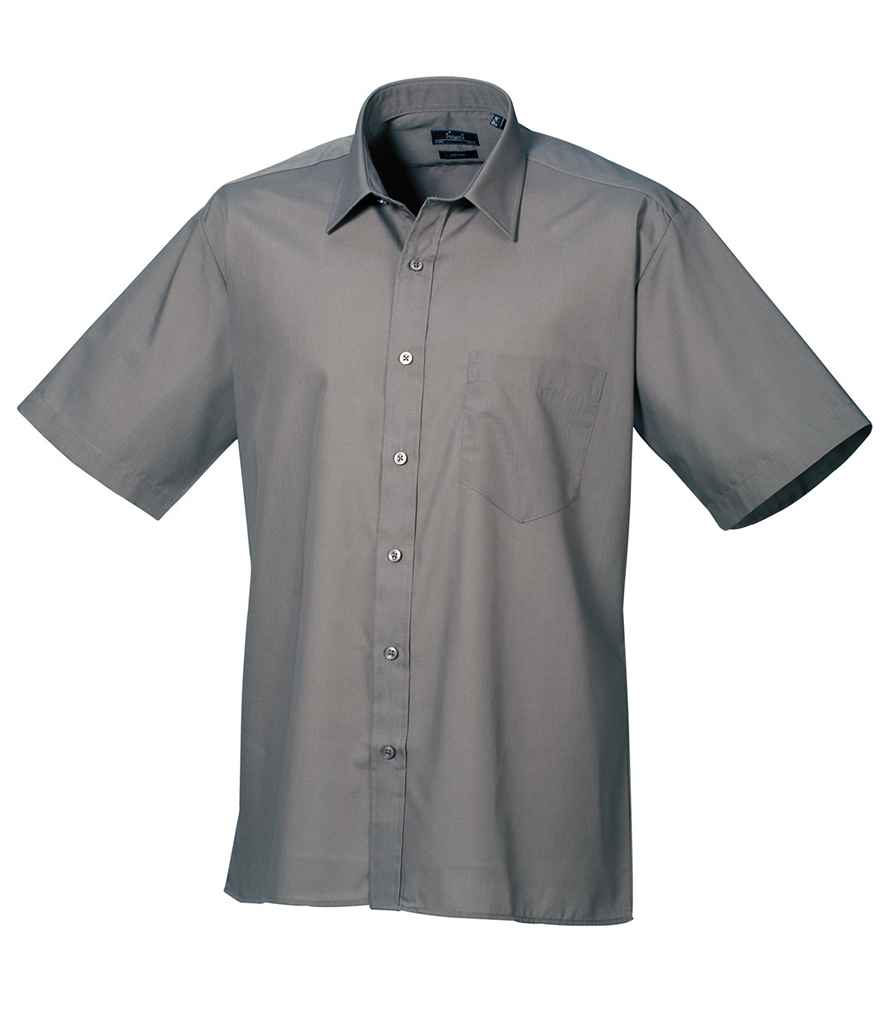 Premier PR202 Dark Grey Front - Men's Shirt Ready to be Embroidered and Printed by Custard Workwear - Cheap Personalised and Customised Workwear in Nottinghamshire, Derbyshire and Leicestershire