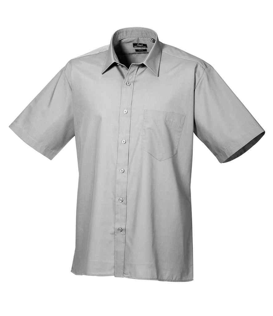 Premier PR202 Silver Front - Men's Shirt Ready to be Embroidered and Printed by Custard Workwear - Cheap Personalised and Customised Workwear in Nottinghamshire, Derbyshire and Leicestershire