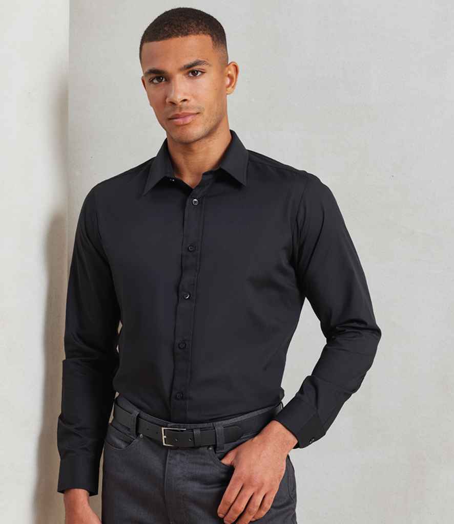 Premier PR204 Black Model - Men's Shirt Ready to be Embroidered and Printed by Custard Workwear - Cheap Personalised and Customised Workwear in Nottinghamshire, Derbyshire and Leicestershire