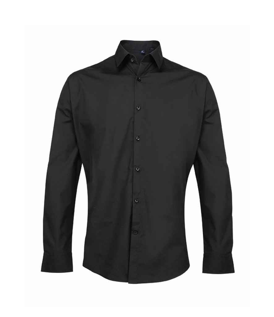 Premier PR207 Black Front - Men's Shirt Ready to be Embroidered and Printed by Custard Workwear - Cheap Personalised and Customised Workwear in Nottinghamshire, Derbyshire and Leicestershire