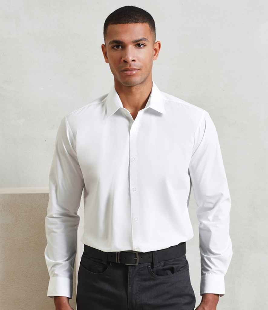 Premier PR207 White Model - Men's Shirt Ready to be Embroidered and Printed by Custard Workwear - Cheap Personalised and Customised Workwear in Nottinghamshire, Derbyshire and Leicestershire