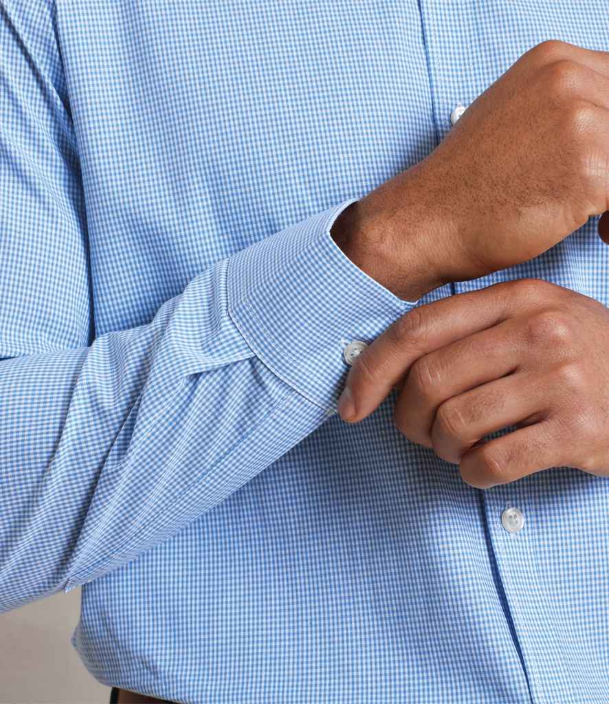 Premier PR220 Light Blue/White Model - Shirt Ready to be Embroidered and Printed by Custard Workwear - Cheap Personalised and Customised Workwear in Nottinghamshire, Derbyshire and Leicestershire