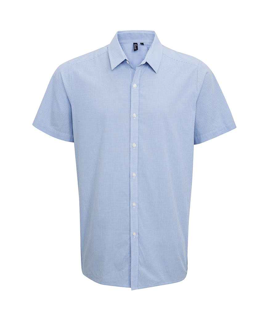 Premier PR221 Light Blue/White Front - Men's Shirt Ready to be Embroidered and Printed by Custard Workwear - Cheap Personalised and Customised Workwear in Nottinghamshire, Derbyshire and Leicestershire