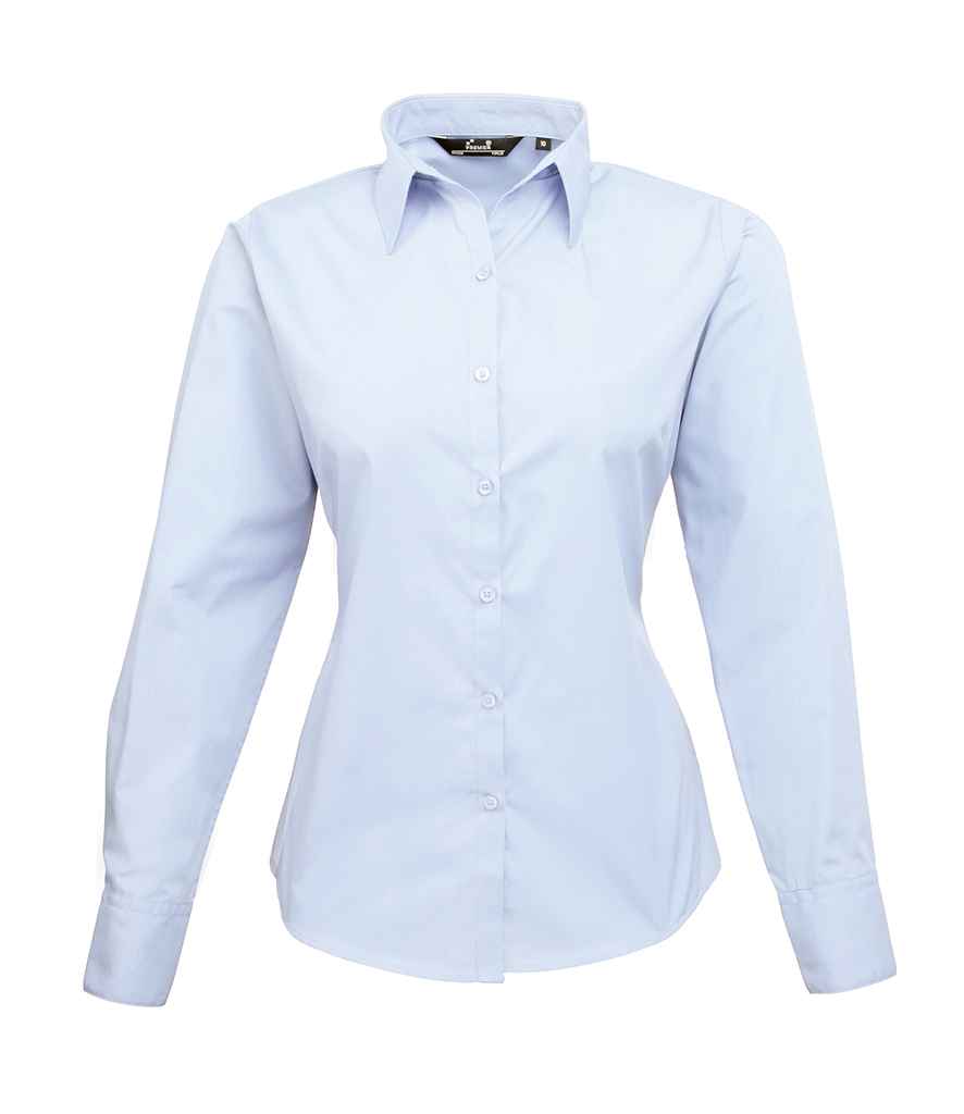Premier PR300 Light Blue Front - Ladies Shirt Ready to be Embroidered and Printed by Custard Workwear - Cheap Personalised and Customised Workwear in Nottinghamshire, Derbyshire and Leicestershire