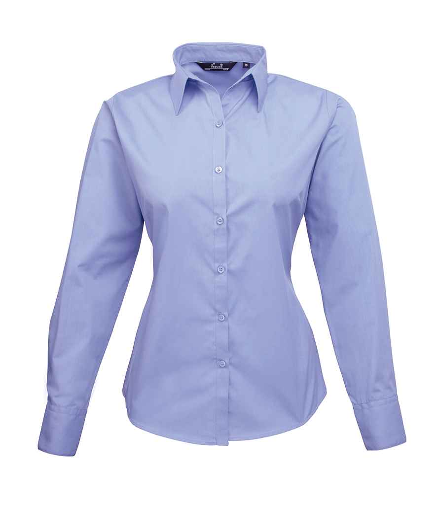 Premier PR300 Mid Blue Front - Ladies Shirt Ready to be Embroidered and Printed by Custard Workwear - Cheap Personalised and Customised Workwear in Nottinghamshire, Derbyshire and Leicestershire