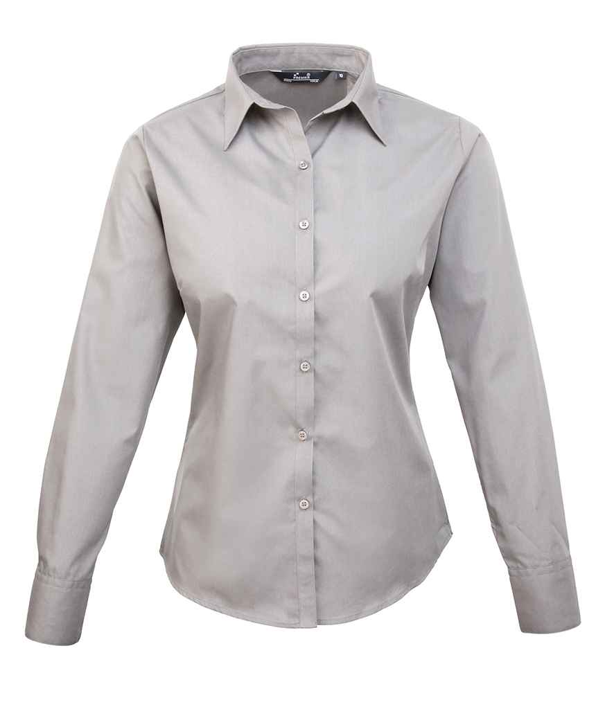 Premier PR300 Silver Front - Ladies Shirt Ready to be Embroidered and Printed by Custard Workwear - Cheap Personalised and Customised Workwear in Nottinghamshire, Derbyshire and Leicestershire
