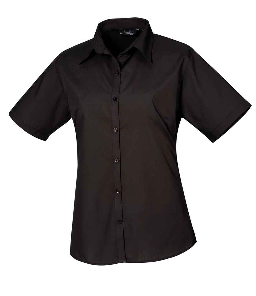 Premier PR302 Black Front - Ladies Blouse Ready to be Embroidered and Printed by Custard Workwear - Cheap Personalised and Customised Workwear in Nottinghamshire, Derbyshire and Leicestershire